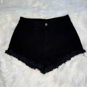 S H E I N High Waisted Black Denim Women's Shorts